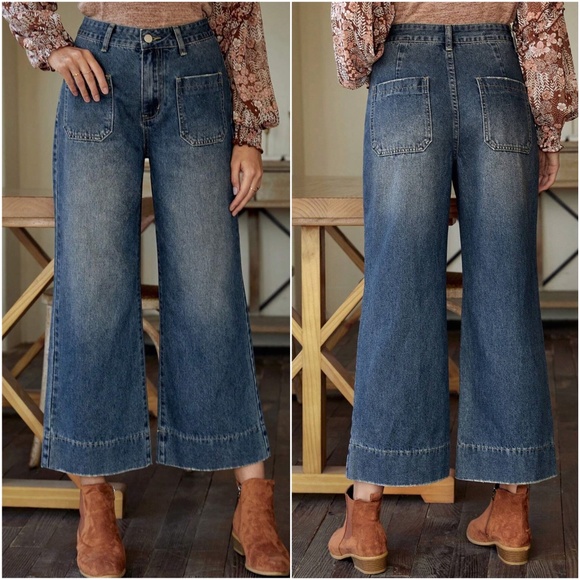 BellanBlue Denim - Vintage Wash Dark Wash Cropped Pockets Denim Jeans